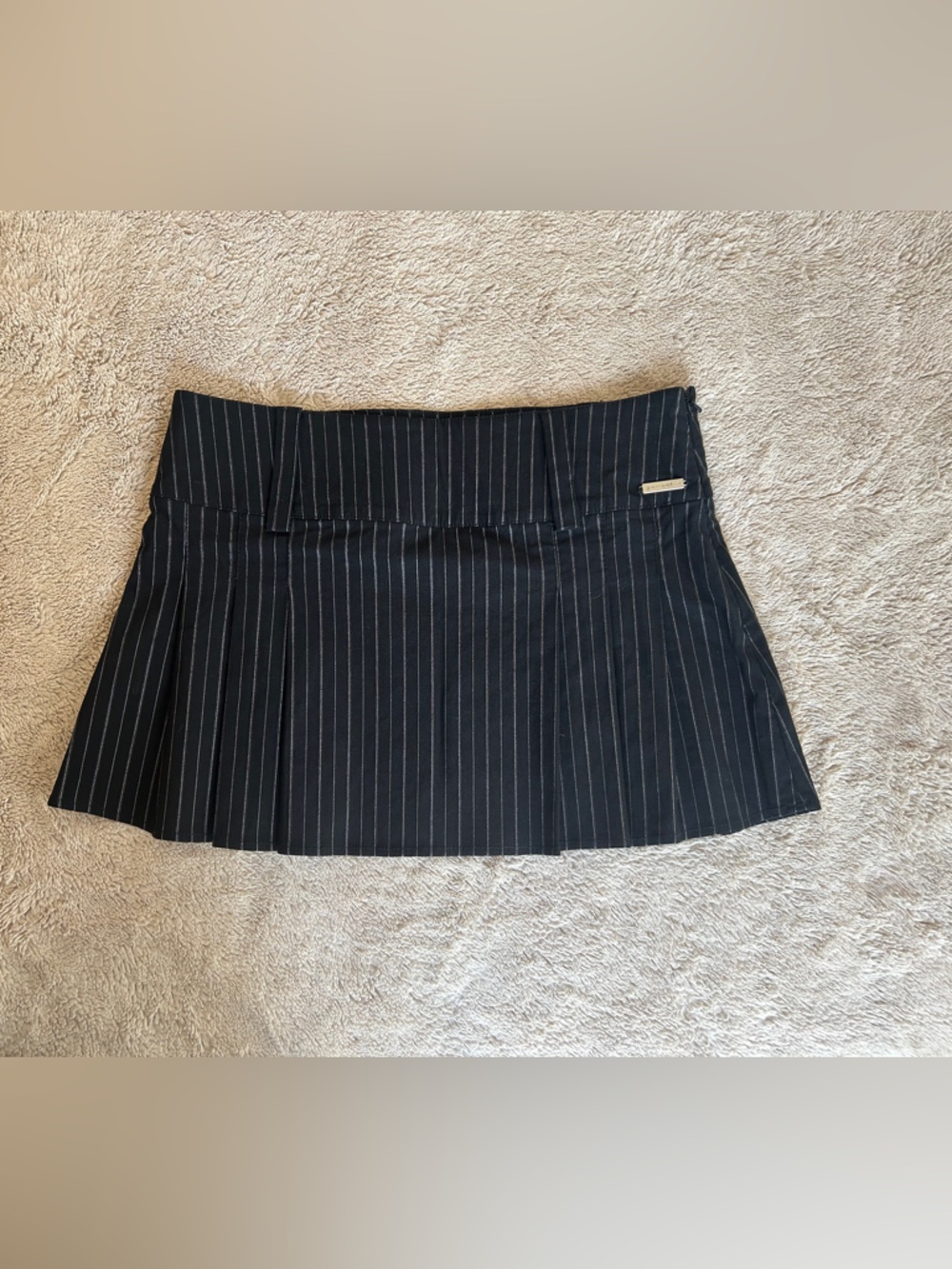 Urban Outfitters Black Pinstripe Pleated Mini Skirt